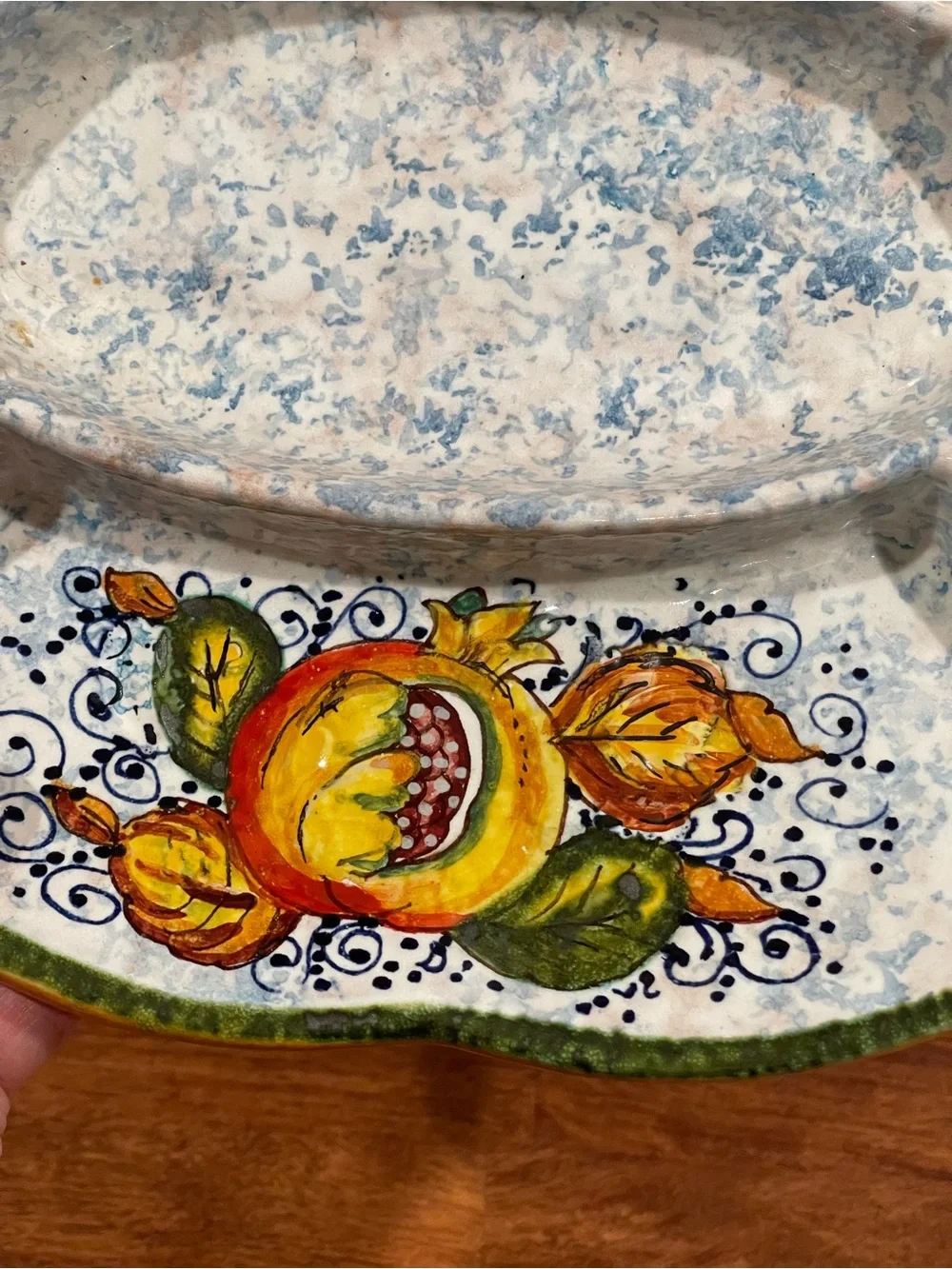 Bellocci hand-painted Italian ceramic antipasti serving tray fruit motif 14x10